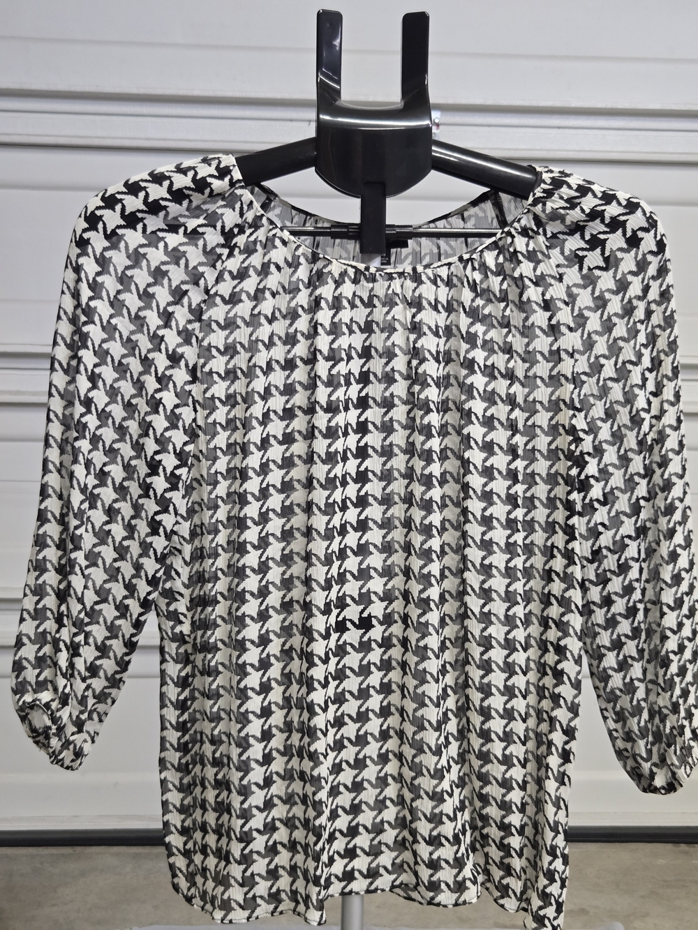 Talbots Black and White Houndstooth Blouse Size Sp
